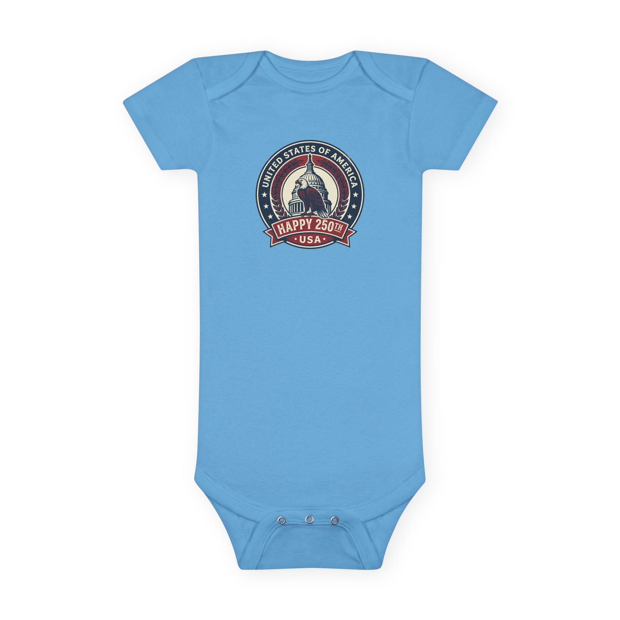 USA Capitol 250th Anniversary Baby Onesie – 'Happy 250' Patriotic Infant Bodysuit