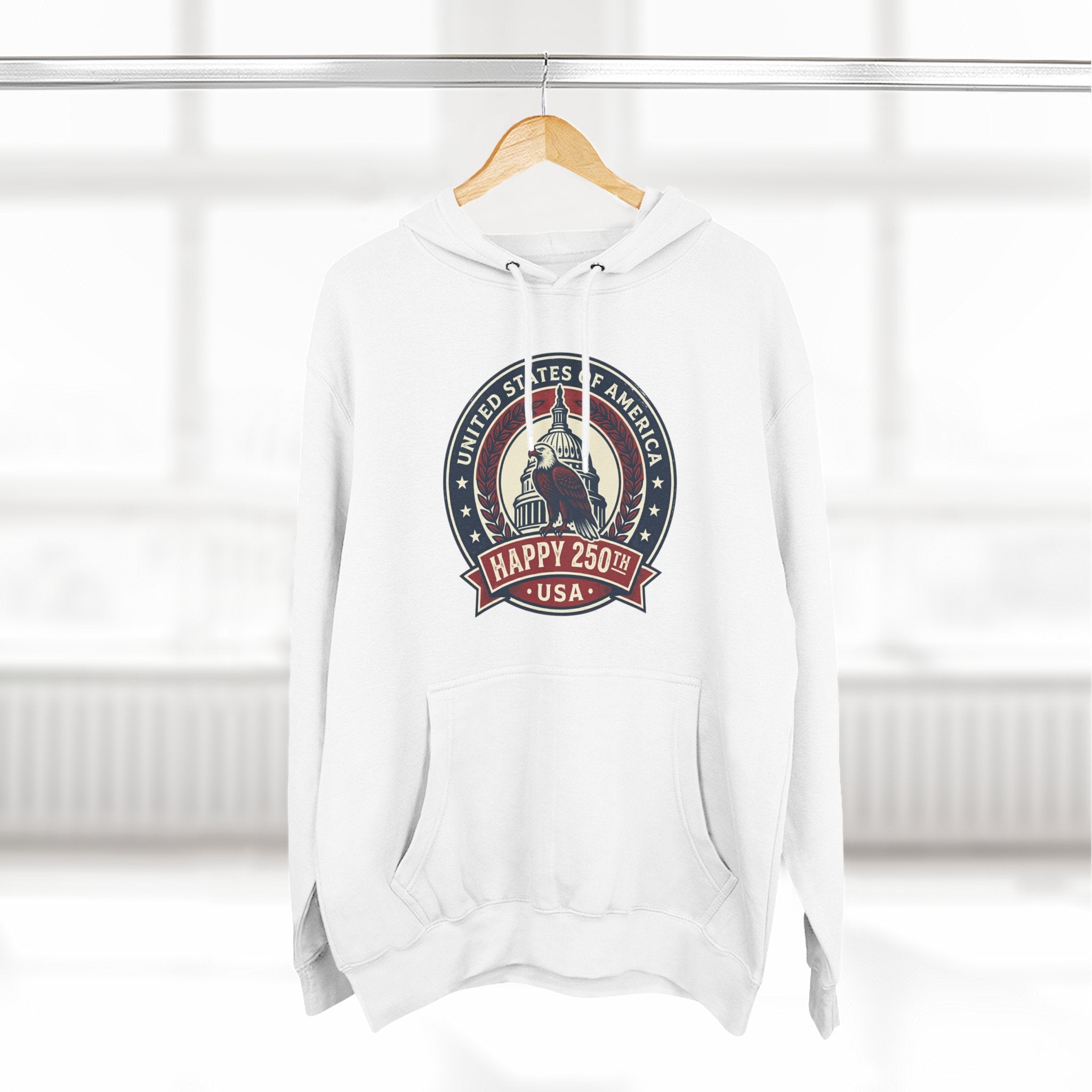 Hoodie - Vintage Statue of Liberty 'Happy 250th USA' Patriotic Graphic Pullover
