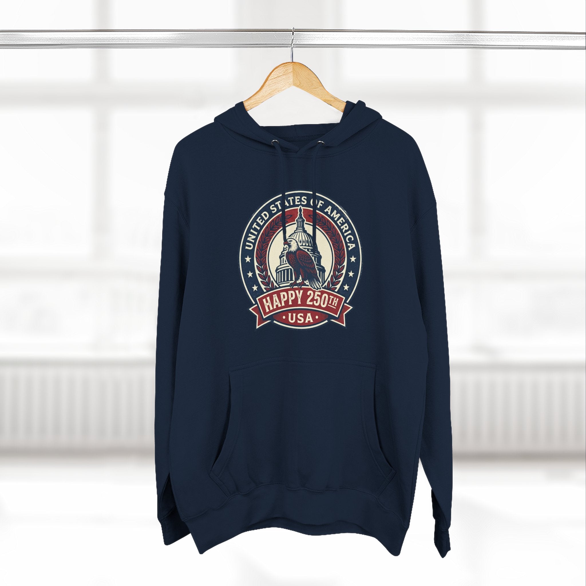 Hoodie - Vintage Statue of Liberty 'Happy 250th USA' Patriotic Graphic Pullover