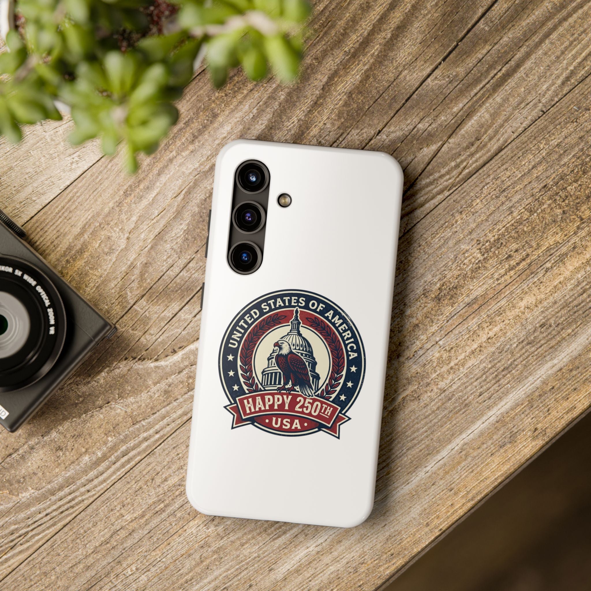 Patriotic USA Tough Phone Case — "Happy 250th" Eagle Capitol Design