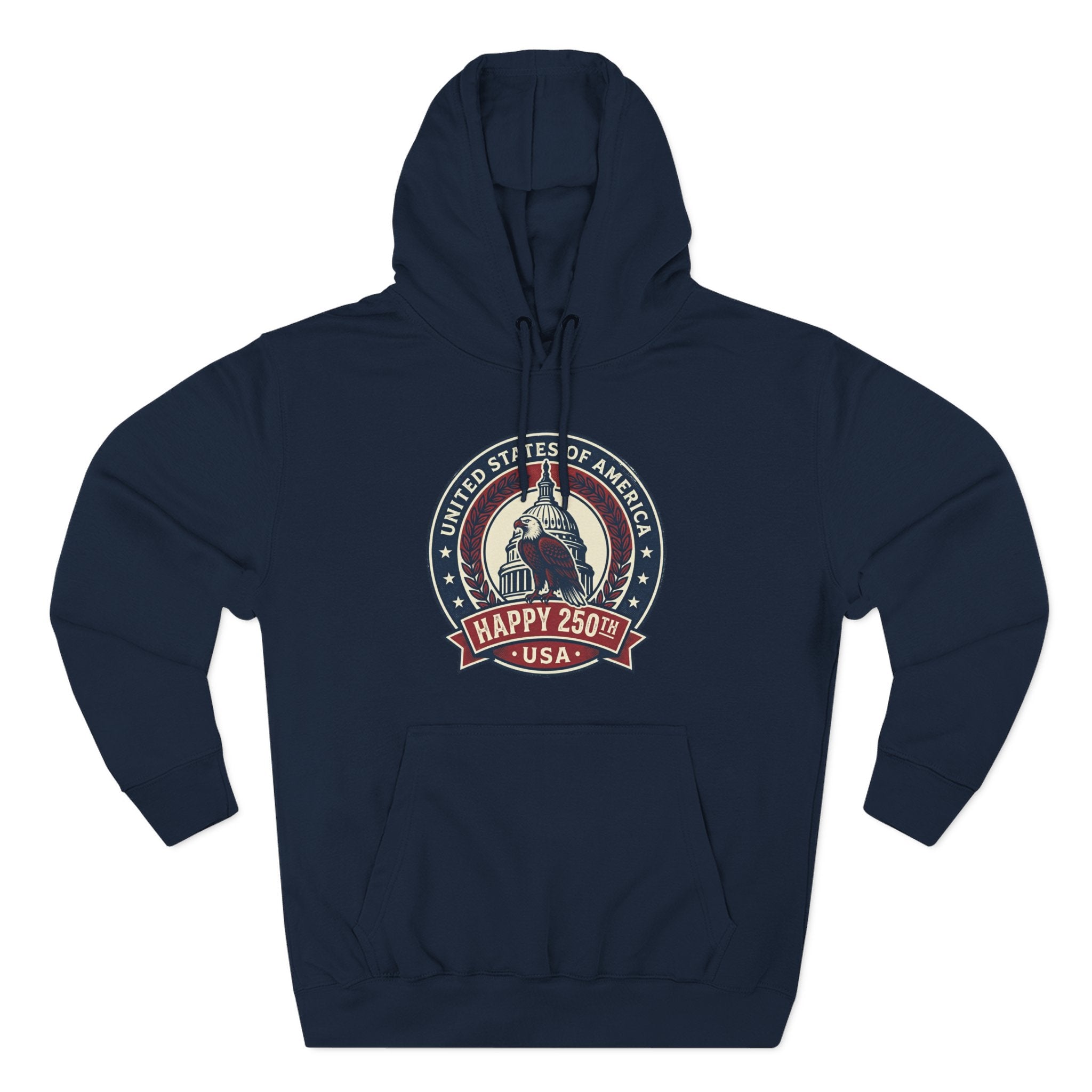 Hoodie - Vintage Statue of Liberty 'Happy 250th USA' Patriotic Graphic Pullover