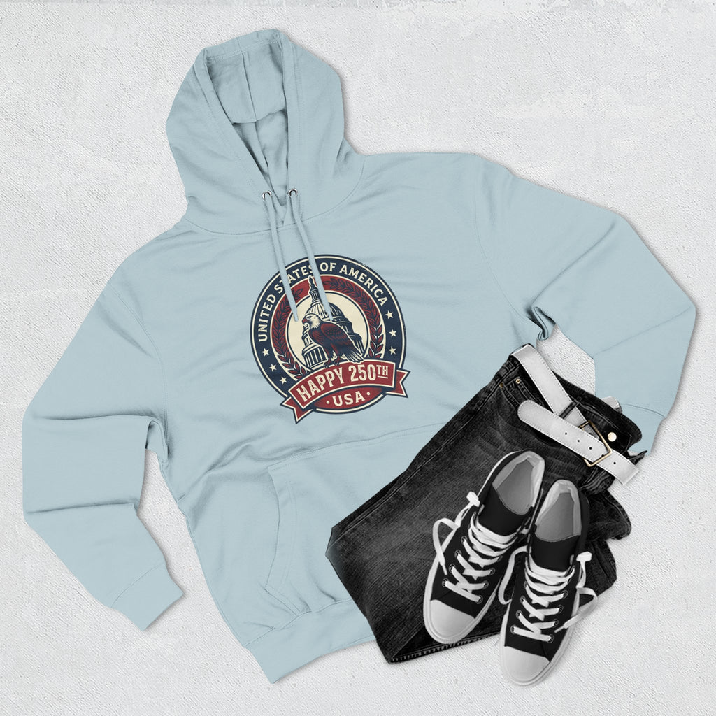 Hoodie - Vintage Statue of Liberty 'Happy 250th USA' Patriotic Graphic Pullover