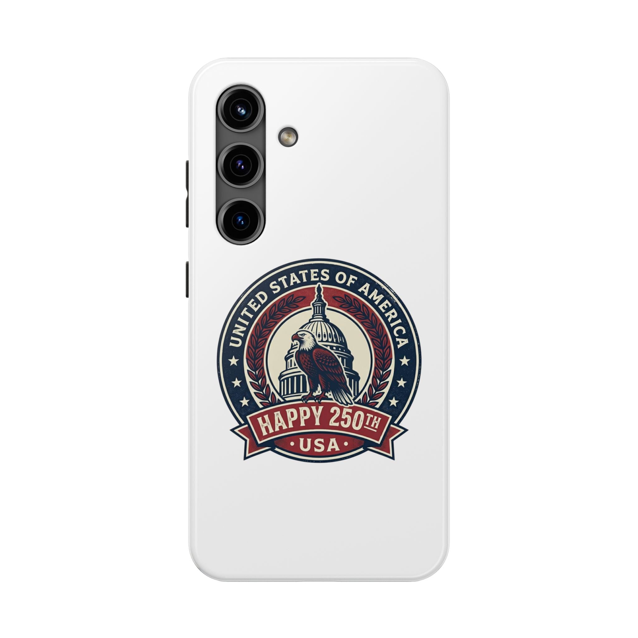 Patriotic USA Tough Phone Case — "Happy 250th" Eagle Capitol Design