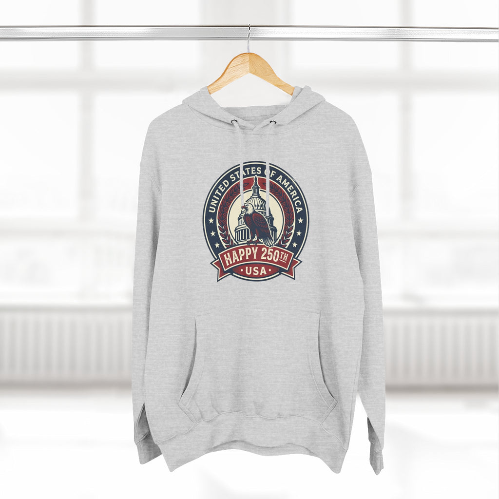 Hoodie - Vintage Statue of Liberty 'Happy 250th USA' Patriotic Graphic Pullover