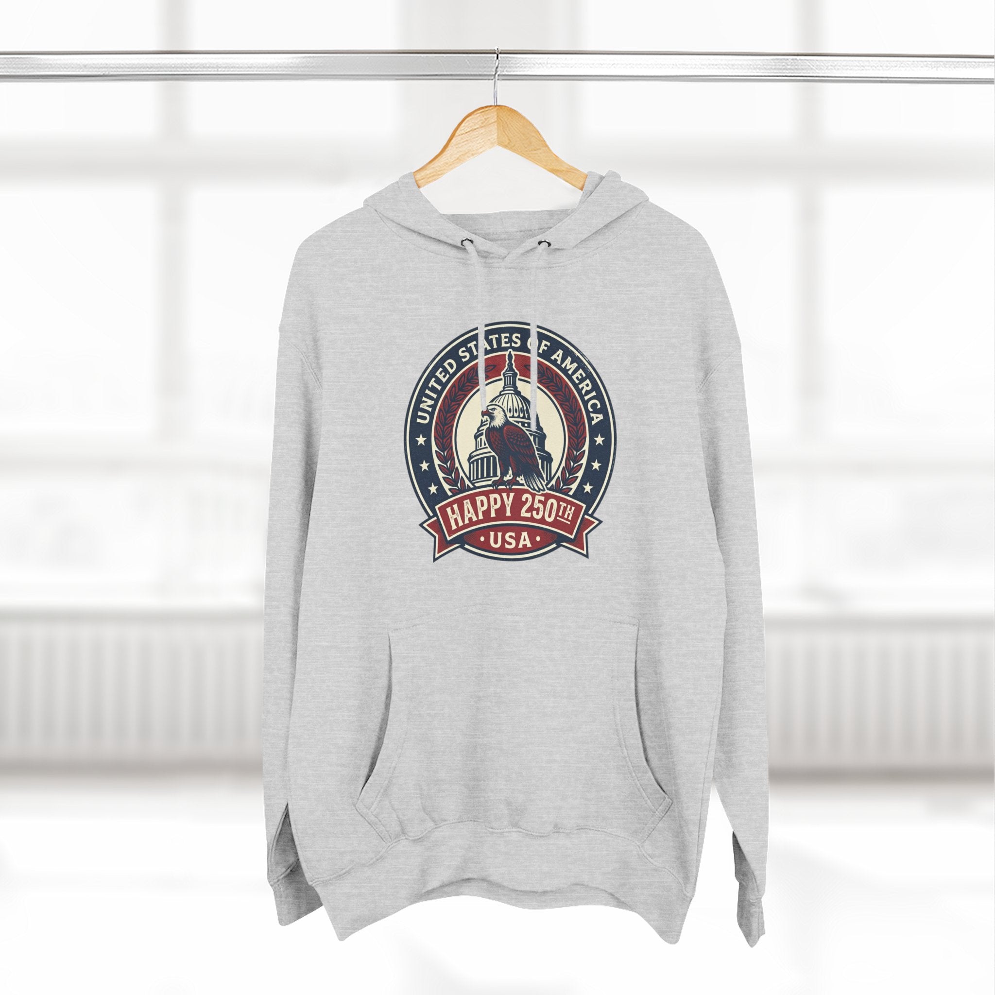 Hoodie - Vintage Statue of Liberty 'Happy 250th USA' Patriotic Graphic Pullover