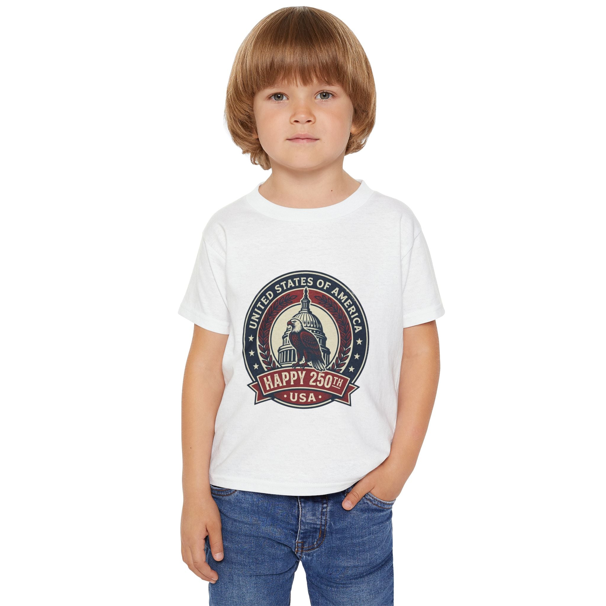 Toddler T-Shirt — "Happy 250th USA" Vintage Capitol Emblem