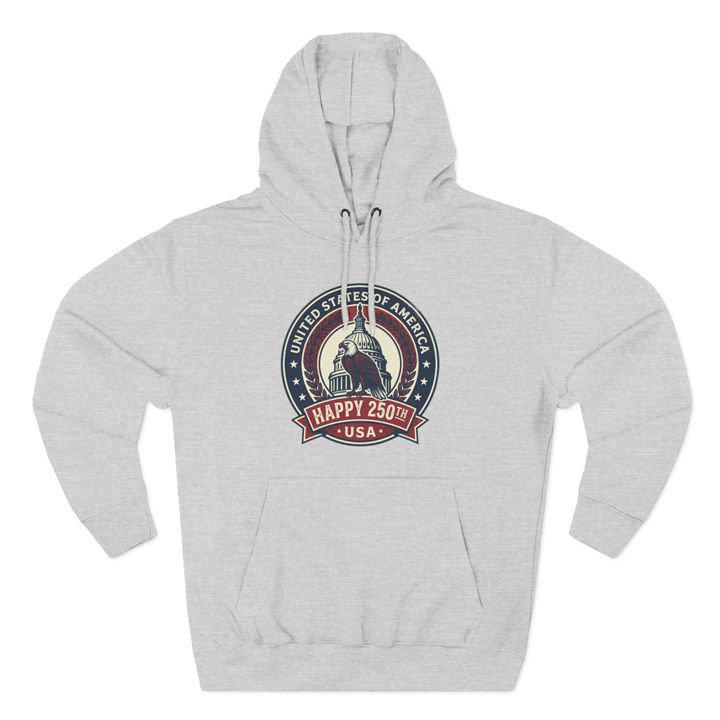 Hoodie - Vintage Statue of Liberty 'Happy 250th USA' Patriotic Graphic Pullover