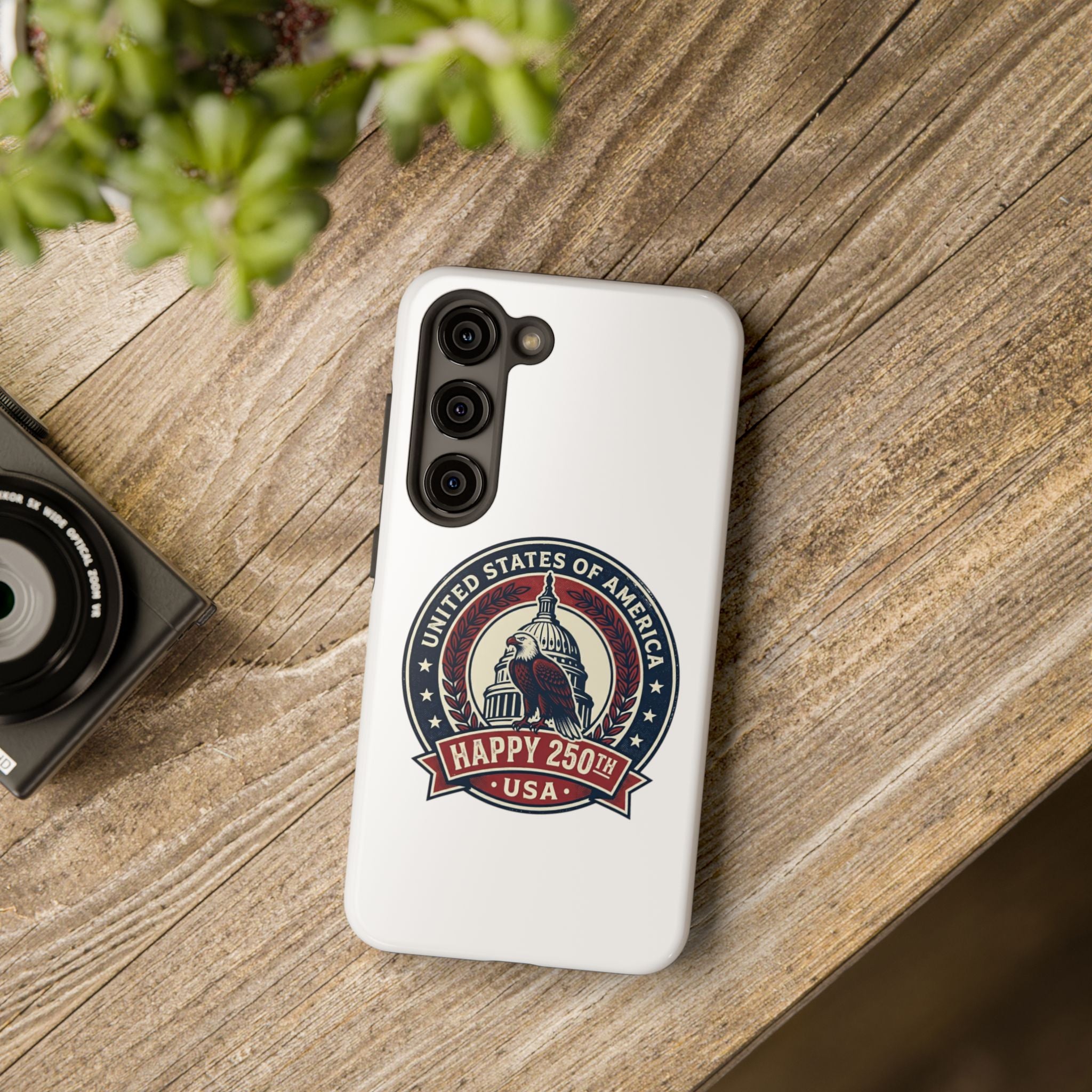 Patriotic USA Tough Phone Case — "Happy 250th" Eagle Capitol Design