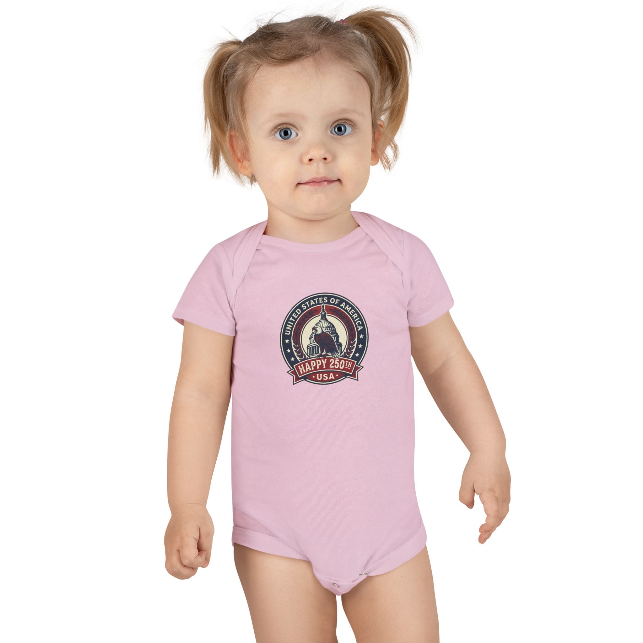 USA Capitol 250th Anniversary Baby Onesie – 'Happy 250' Patriotic Infant Bodysuit