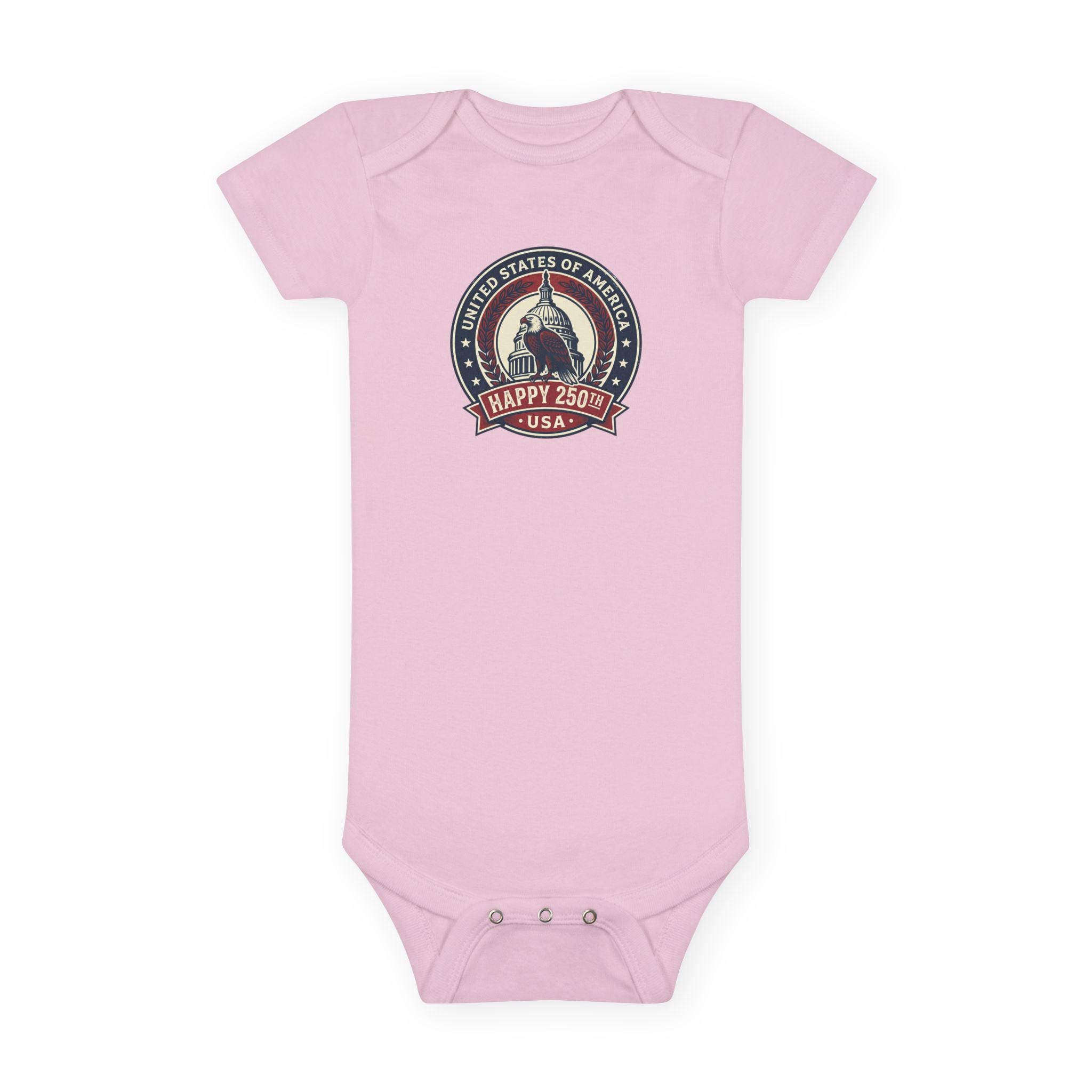 USA Capitol 250th Anniversary Baby Onesie – 'Happy 250' Patriotic Infant Bodysuit