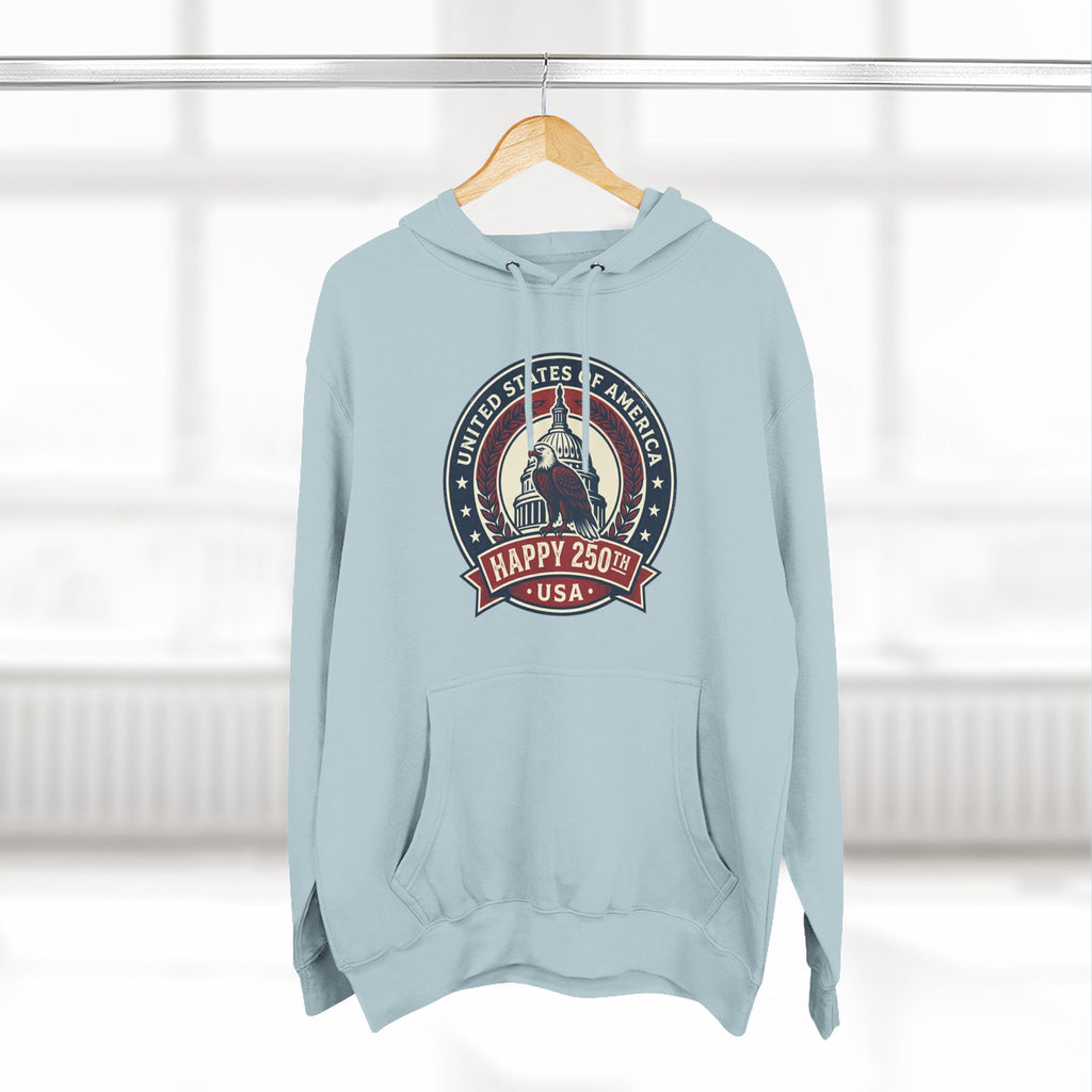 Hoodie - Vintage Statue of Liberty 'Happy 250th USA' Patriotic Graphic Pullover