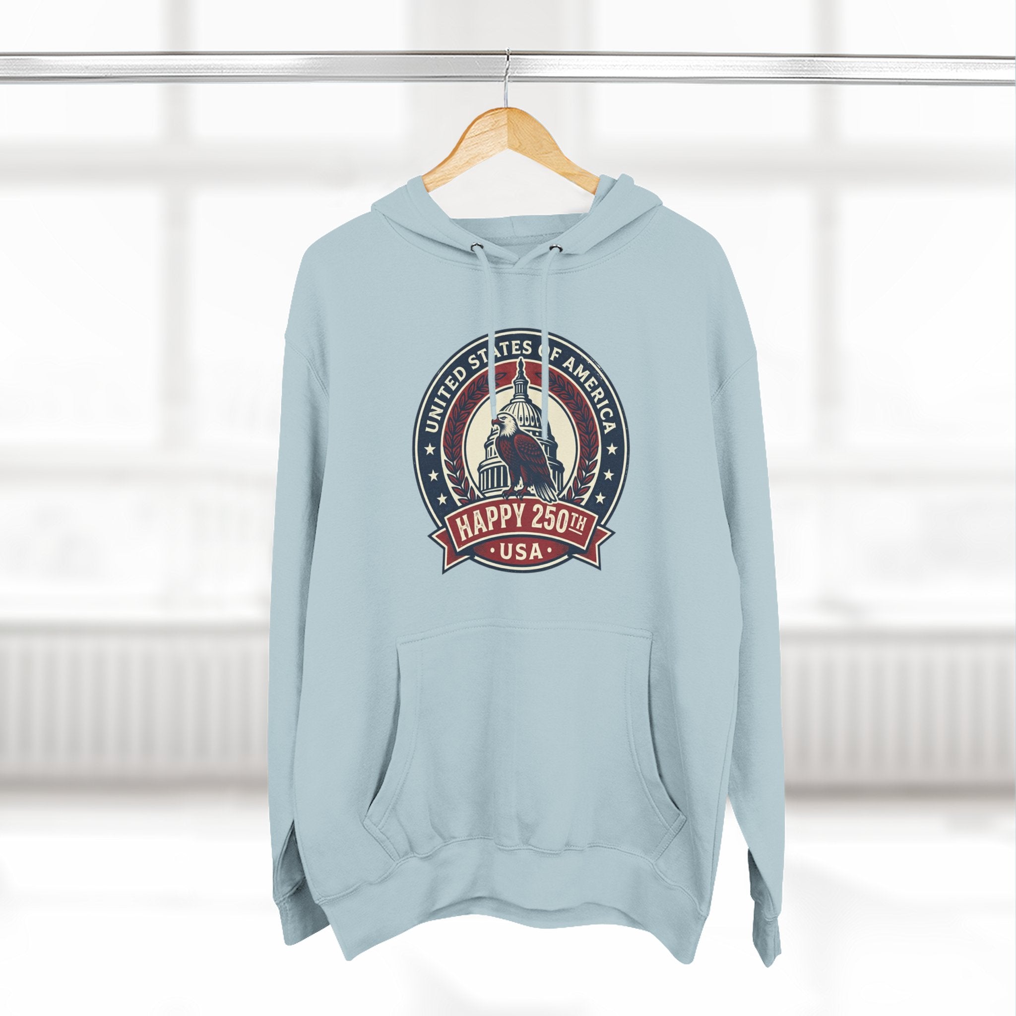 Hoodie - Vintage Statue of Liberty 'Happy 250th USA' Patriotic Graphic Pullover