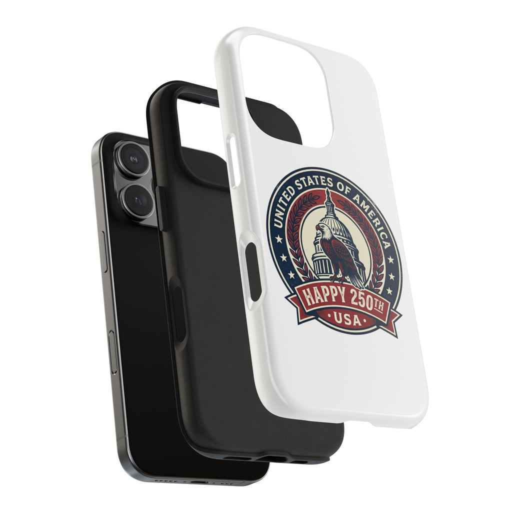 Patriotic USA Tough Phone Case — "Happy 250th" Eagle Capitol Design