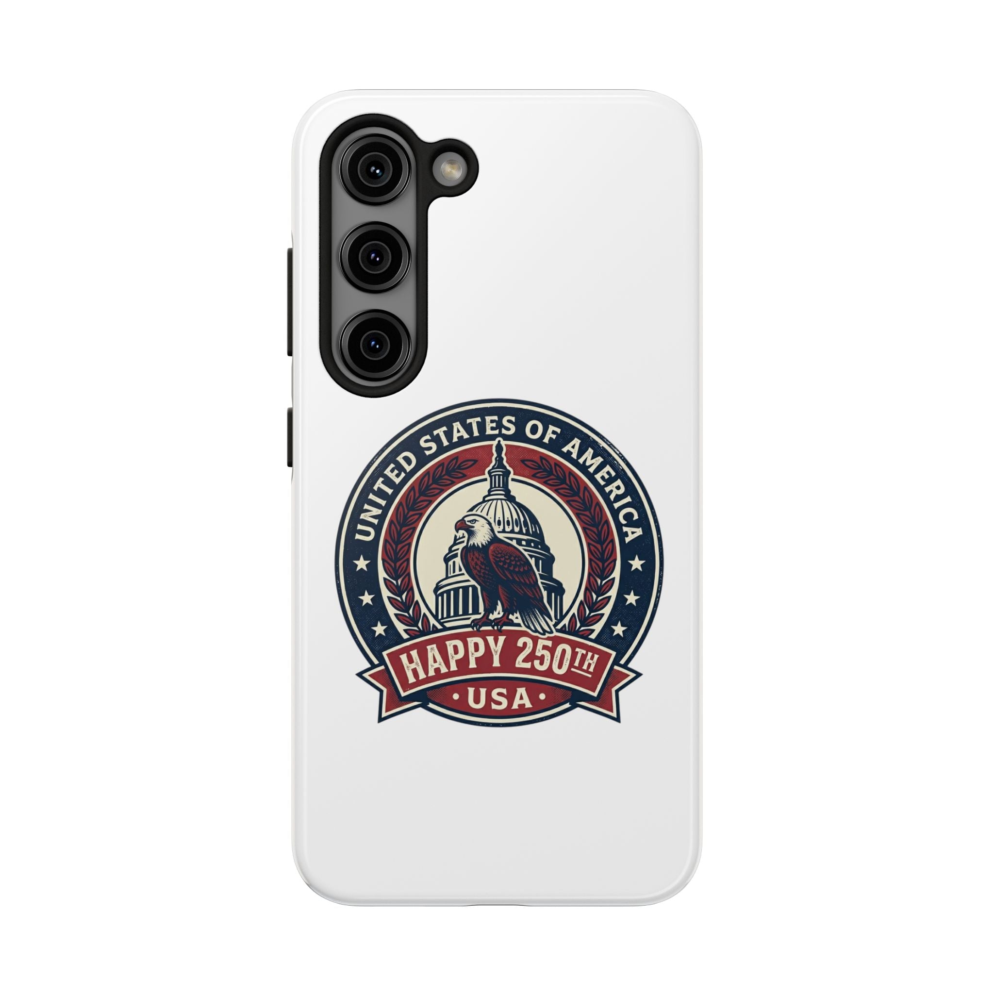 Patriotic USA Tough Phone Case — "Happy 250th" Eagle Capitol Design