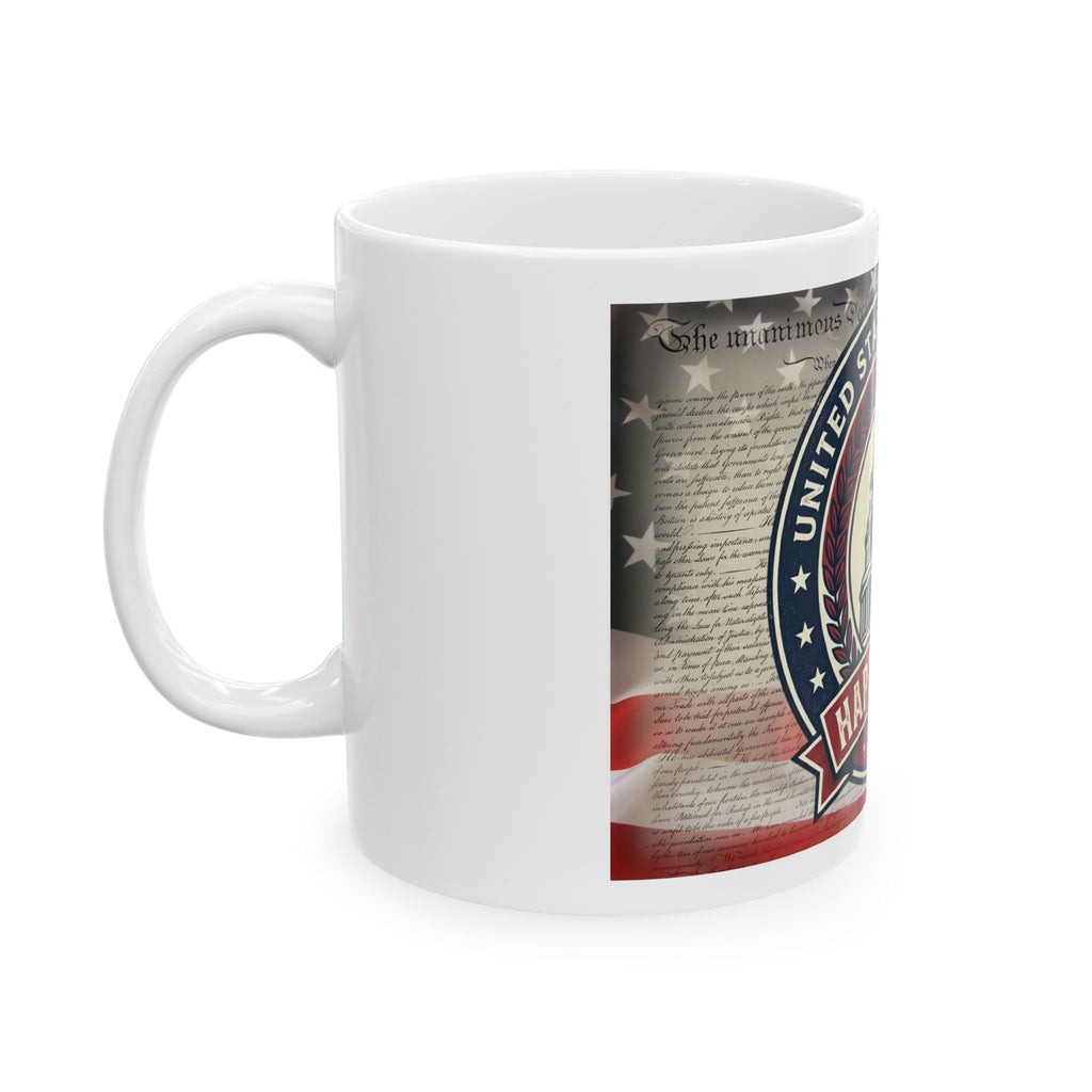 USA 250th Anniversary Ceramic Mug — 'Happy 250th' Patriotic Eagle & Capitol Design