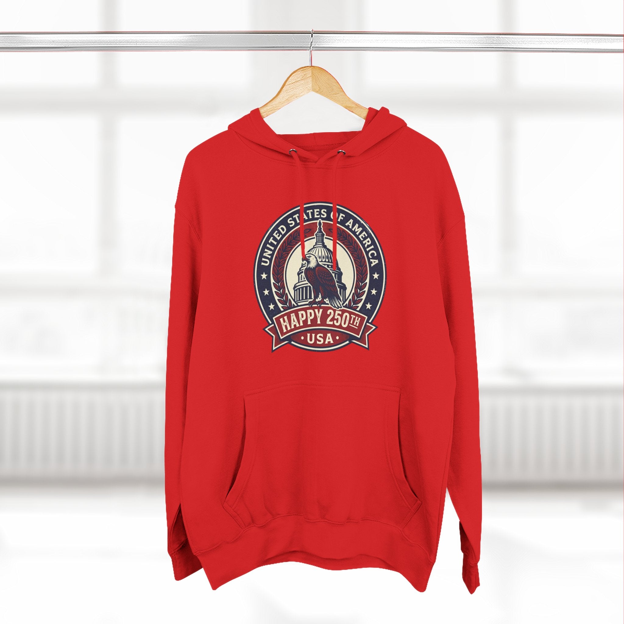 Hoodie - Vintage Statue of Liberty 'Happy 250th USA' Patriotic Graphic Pullover