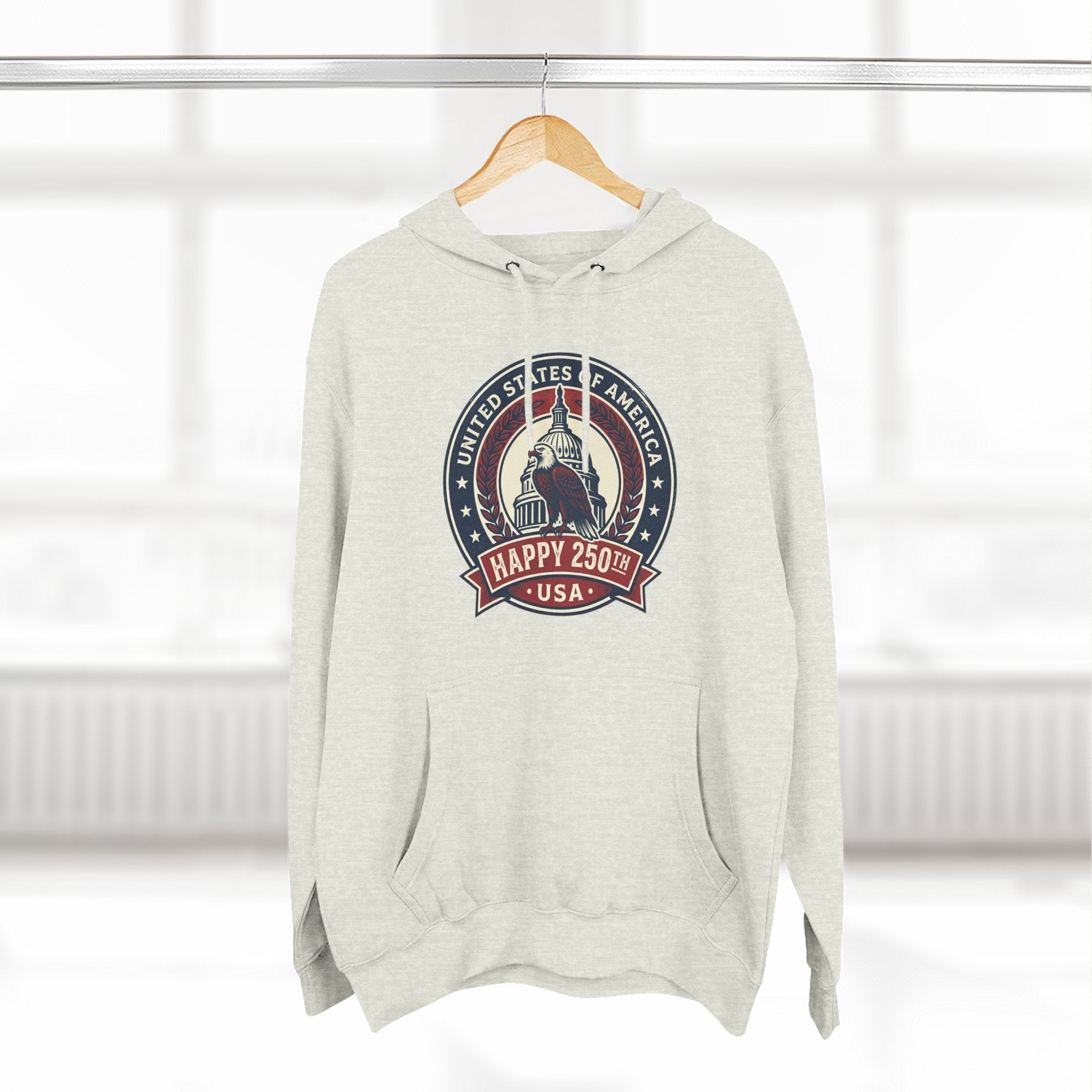 Hoodie - Vintage Statue of Liberty 'Happy 250th USA' Patriotic Graphic Pullover