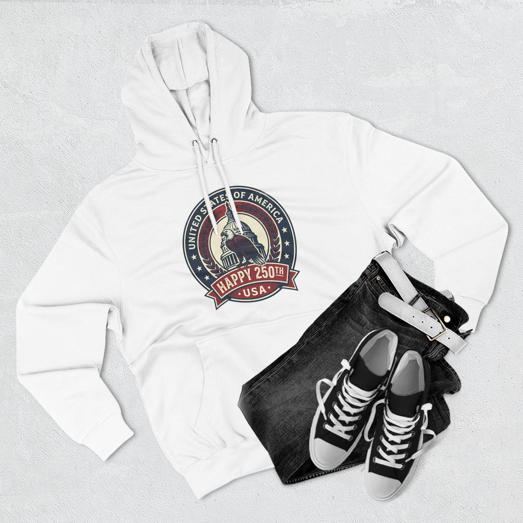 Hoodie - Vintage Statue of Liberty 'Happy 250th USA' Patriotic Graphic Pullover