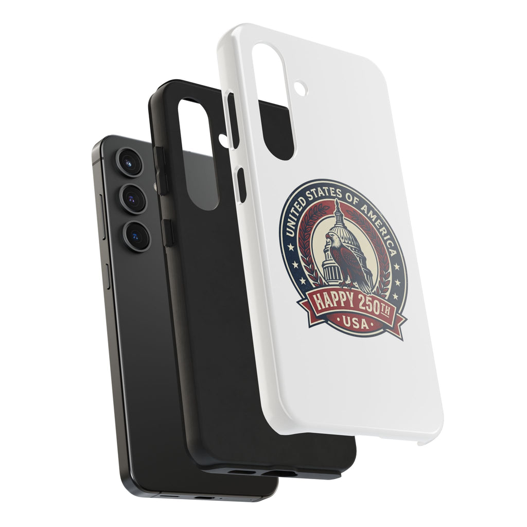Patriotic USA Tough Phone Case — "Happy 250th" Eagle Capitol Design