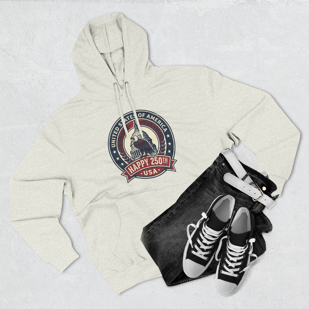 Hoodie - Vintage Statue of Liberty 'Happy 250th USA' Patriotic Graphic Pullover
