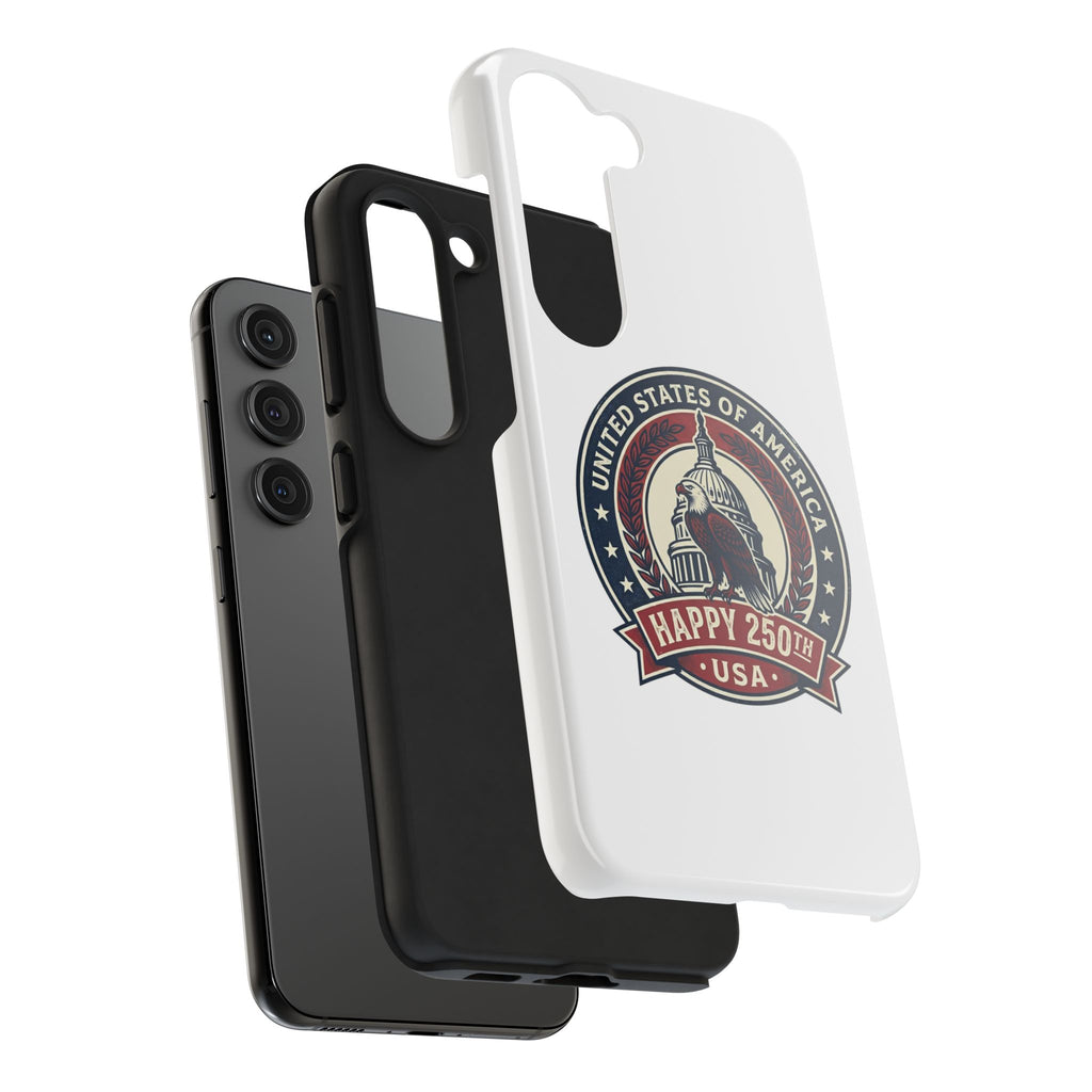 Patriotic USA Tough Phone Case — "Happy 250th" Eagle Capitol Design